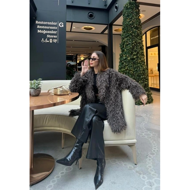 Delux Premium Kahve Astarlı Peluş Kürk