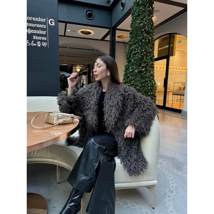 Delux Premium Kahve Astarlı Peluş Kürk