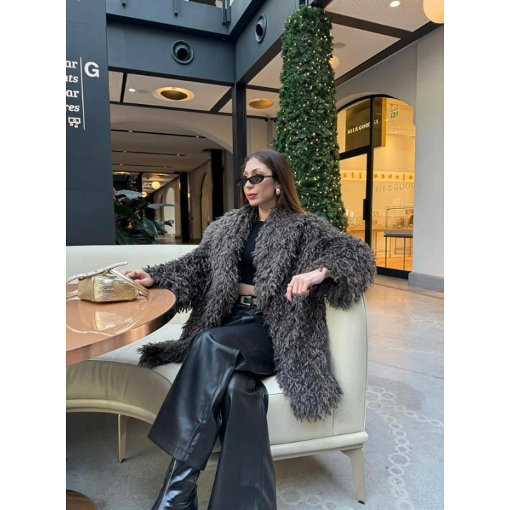 Delux Premium Kahve Astarlı Peluş Kürk