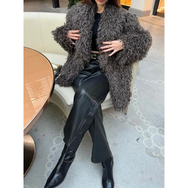 Delux Premium Kahve Astarlı Peluş Kürk