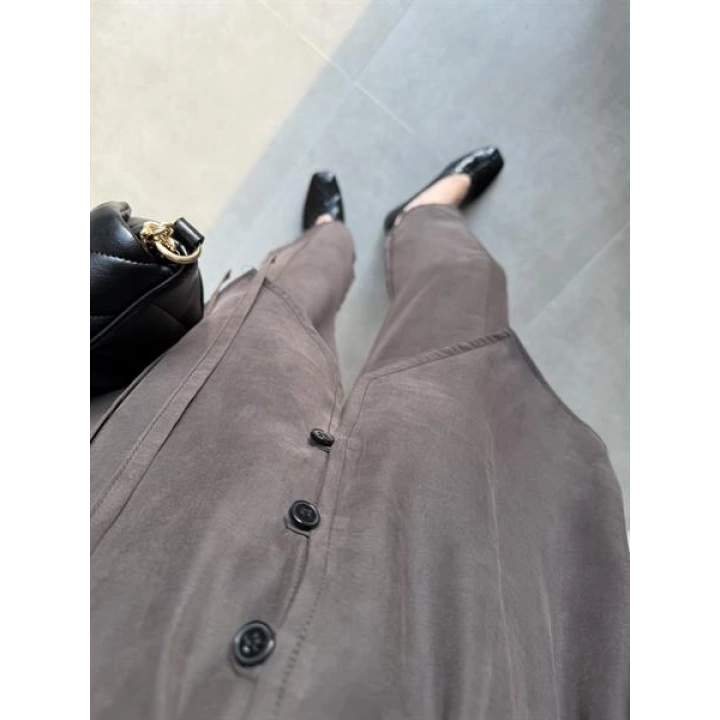 Deran Modal Kumaş Acı Kahve Kuşaklı Takım