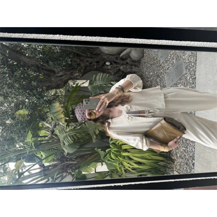 Diana Önü Bağlamalı Kısa Keten Taş Kimono Takım