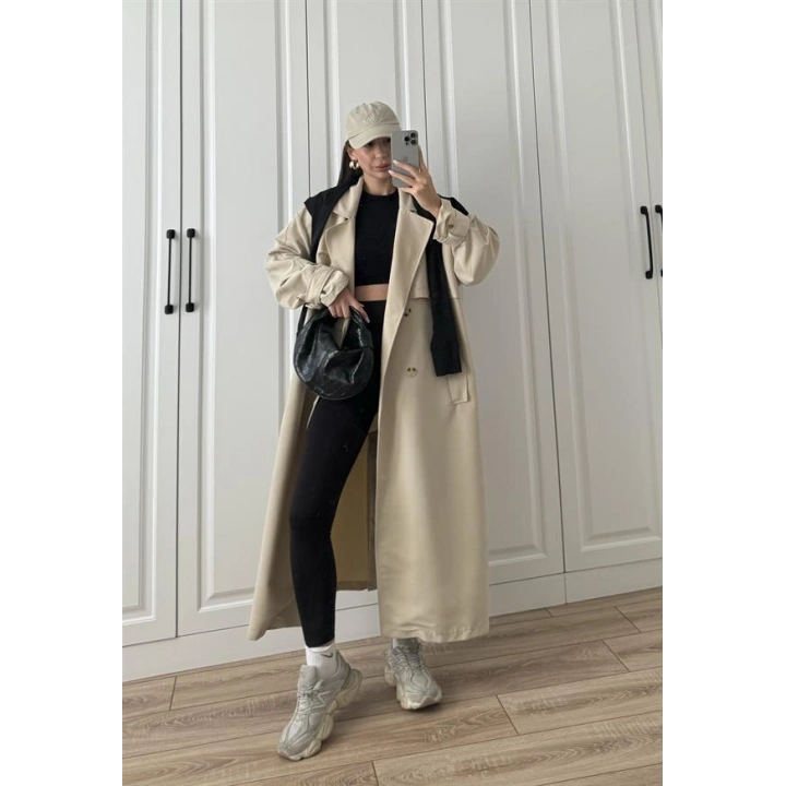 Ekstra Oversize Premium Taş Trençkot