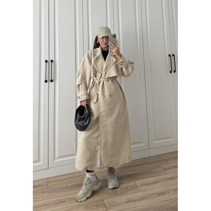 Ekstra Oversize Premium Taş Trençkot