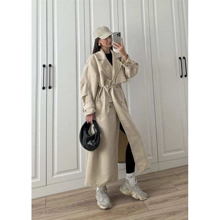 Ekstra Oversize Premium Taş Trençkot