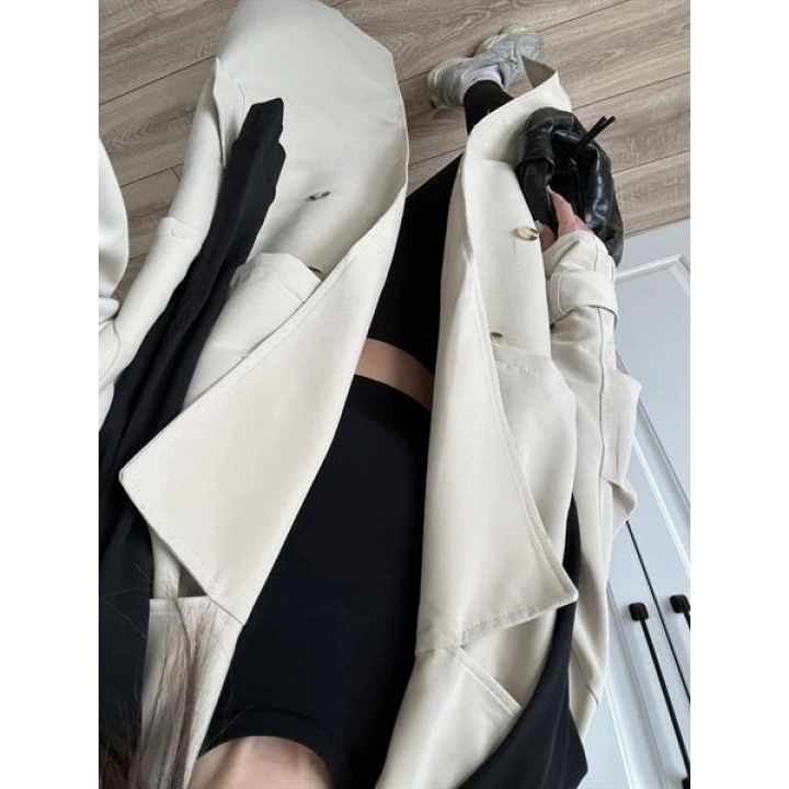 Ekstra Oversize Premium Taş Trençkot