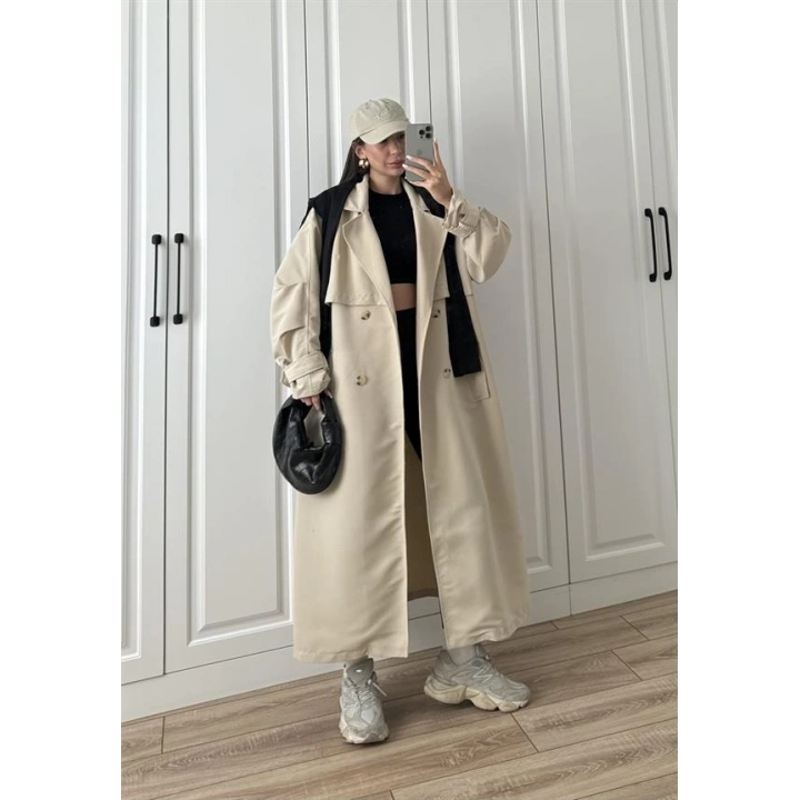 Ekstra Oversize Premium Taş Trençkot
