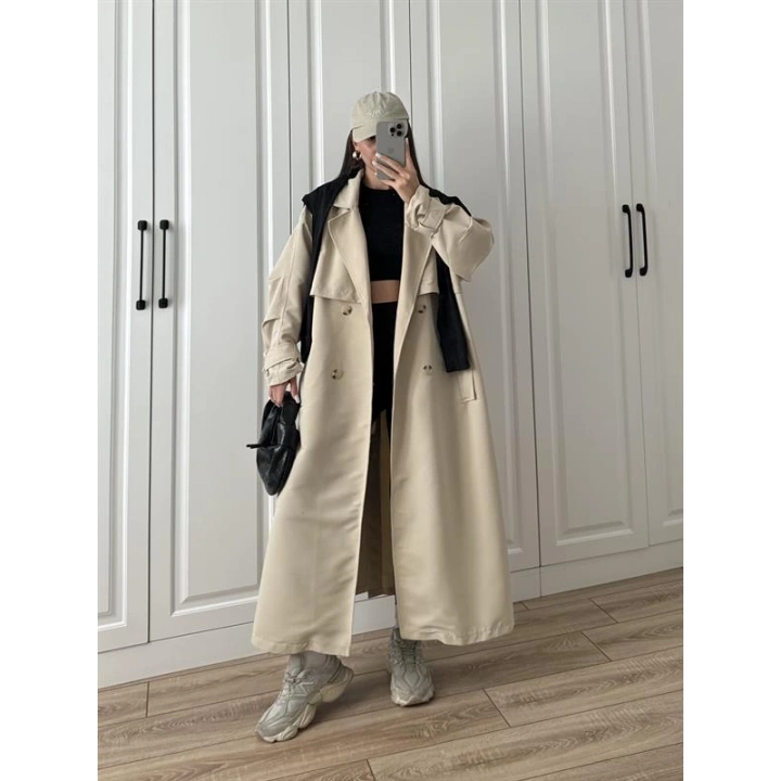 Ekstra Oversize Premium Taş Trençkot
