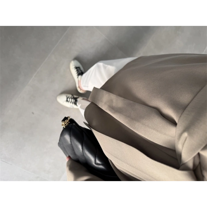 Elara Üç Düğme Kuşaklı Haki Ceket