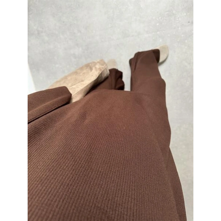 Fermuarlı Oversize Kahve Triko Takım