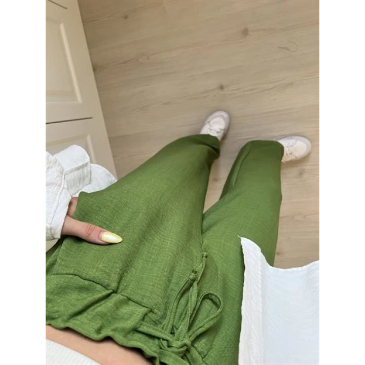 Fıstık Yeşili Keten Aerobin Pantolon