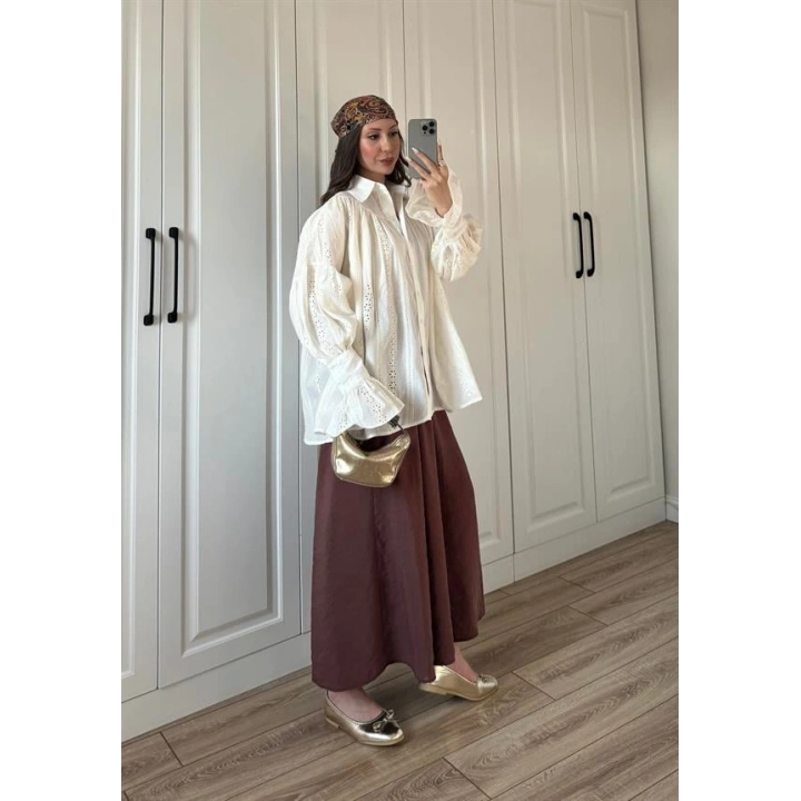 Fisto Oversize Kolları Volanlı Gömlek