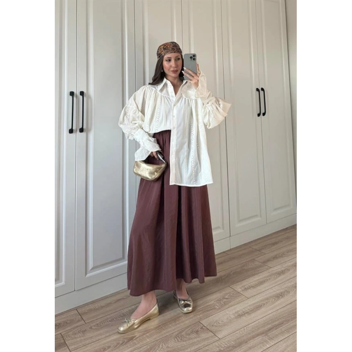 Fisto Oversize Kolları Volanlı Gömlek