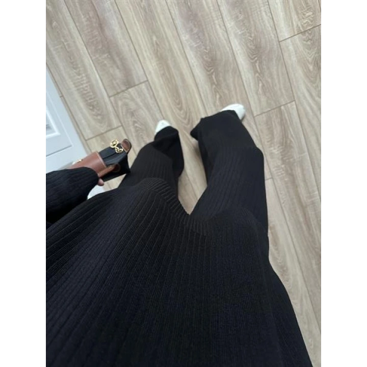 Fitilli Basic Oversize Siyah Triko Takım