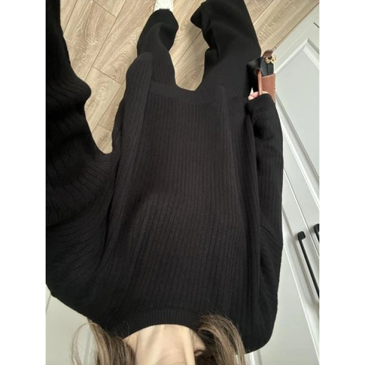 Fitilli Basic Oversize Siyah Triko Takım