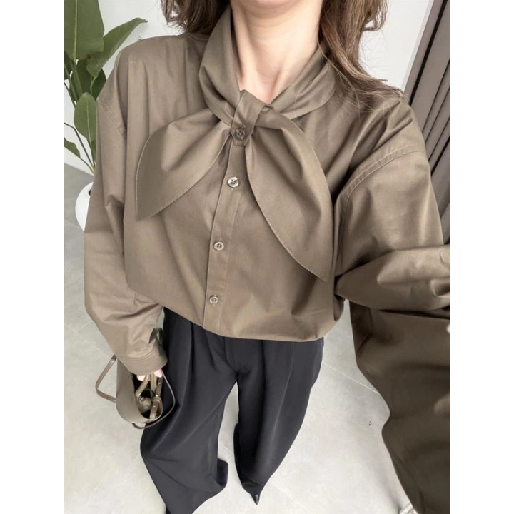 Fiyonklu Tasarım Poplin Haki Poplin Gömlek