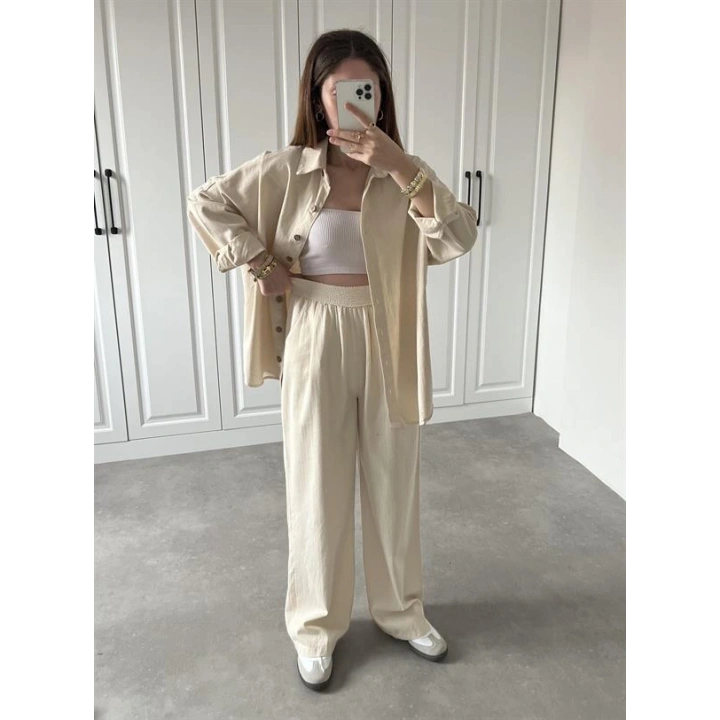 Gabardin Taş Palazzo Pantolon