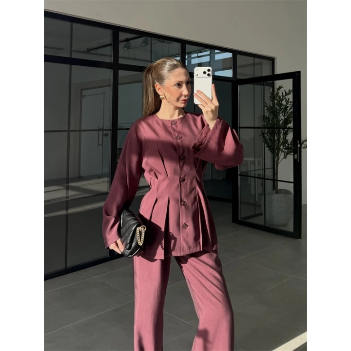 Hare Kuşaklı Mürdüm Pile Takım