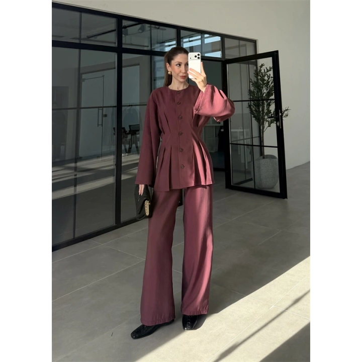 Hare Kuşaklı Mürdüm Pile Takım