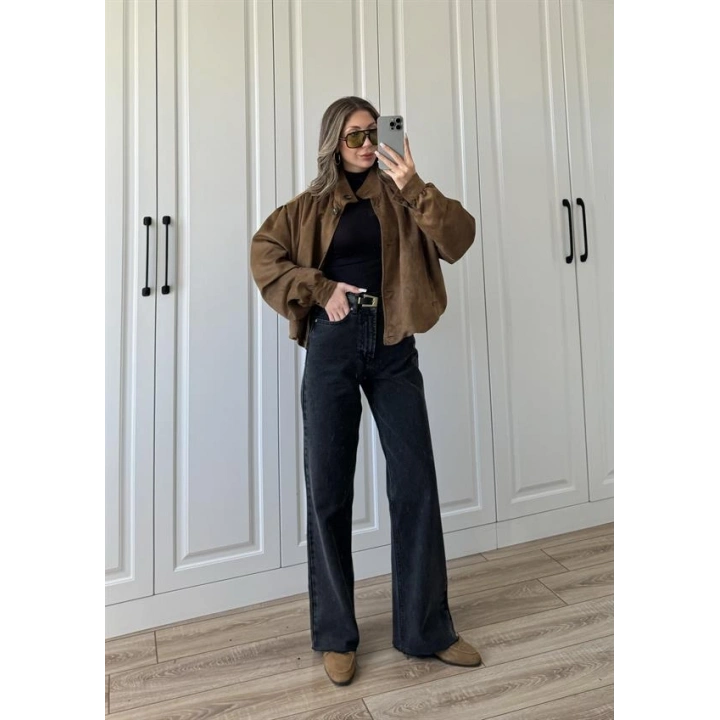 Hot Yükselbel Premium Siyah Palazzo Jean