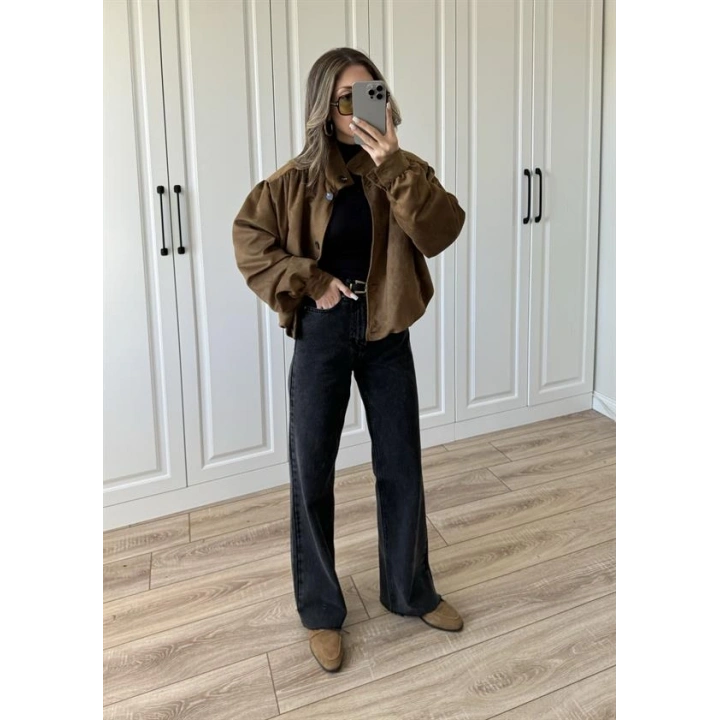 Hot Yükselbel Premium Siyah Palazzo Jean