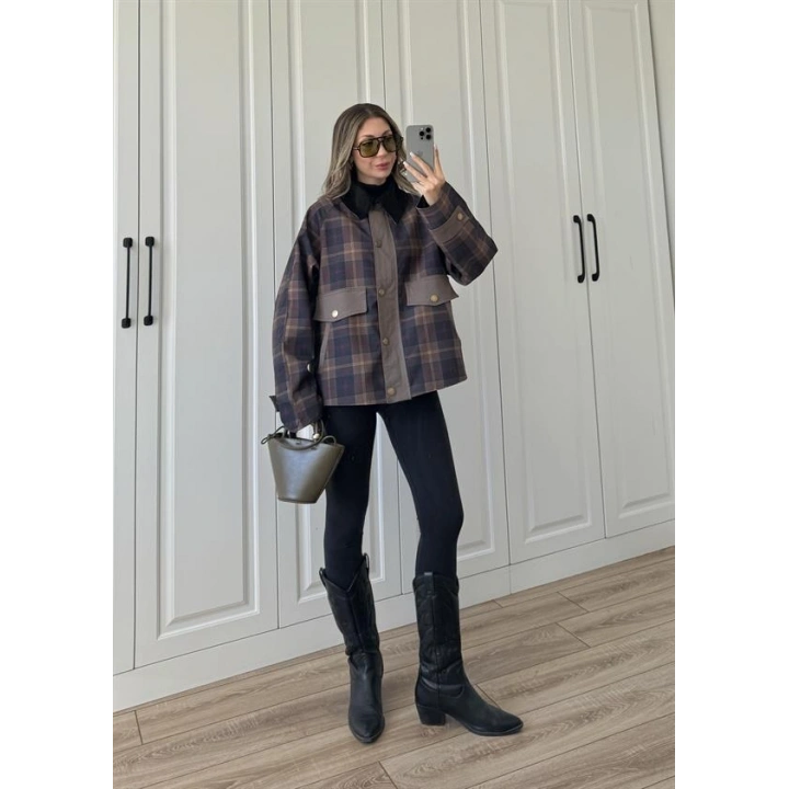 Kadife Yakalı Astarlı Premium Parka Trençkot