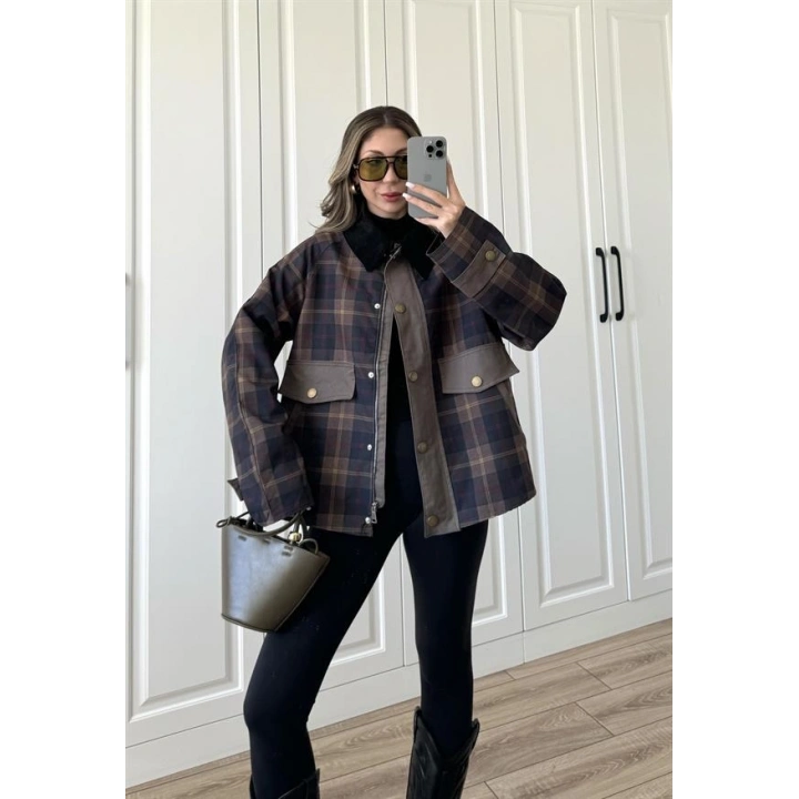 Kadife Yakalı Astarlı Premium Parka Trençkot