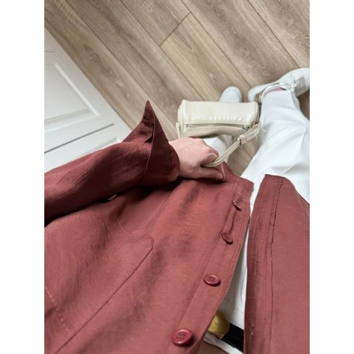 Kiremit Oversize Tensel Gömlek