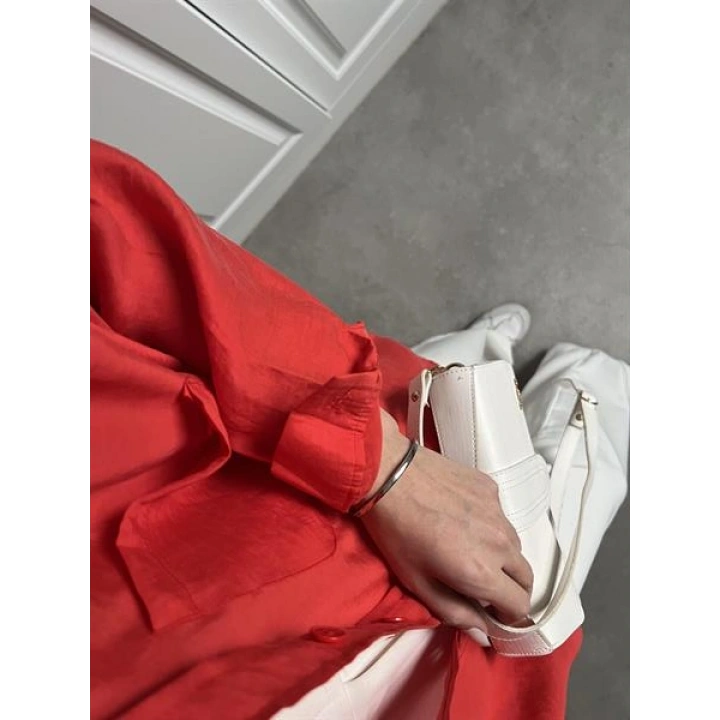 Kırmızı Oversize Tensel Gömlek
