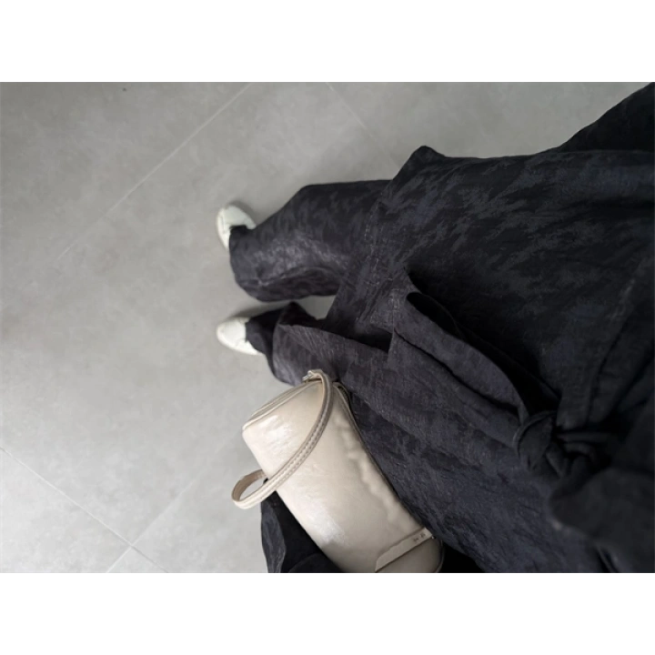 Kraş Kumaş Şal Yaka Siyah Kimono Takım