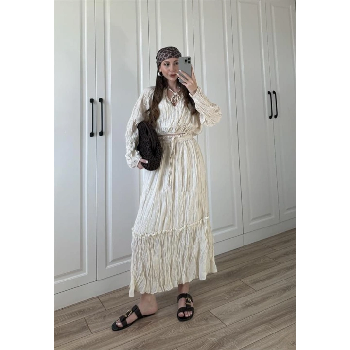 Kraş Kumaş Taş Etekli Takım