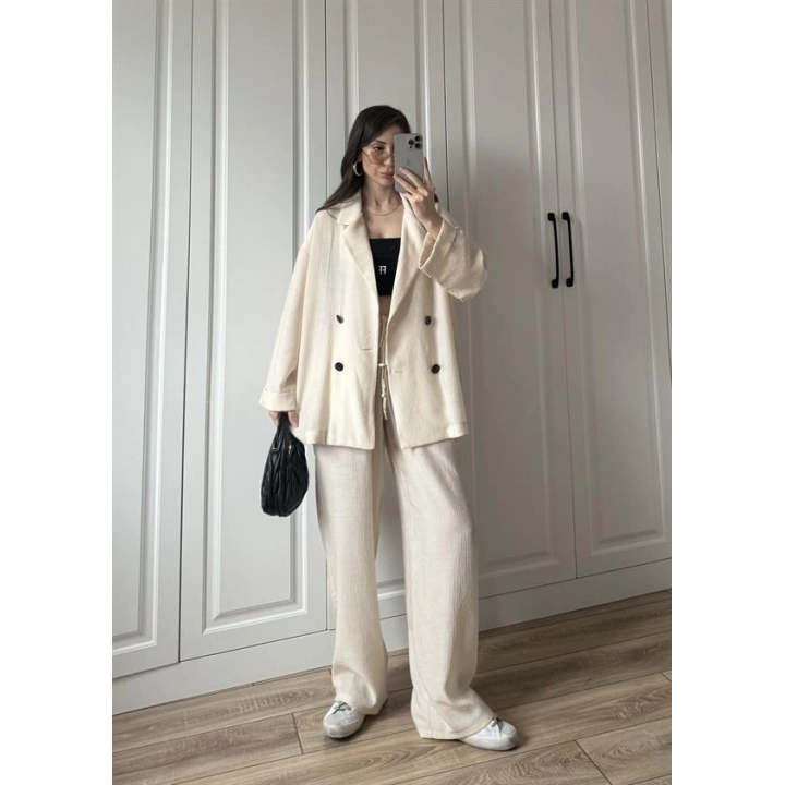 Krinkıl Oversize Taş Ceket Takım