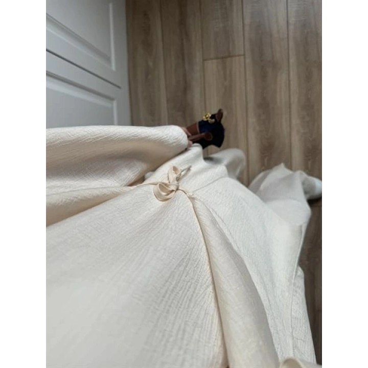 Krinkıl Yandan Bağlamalı Krem Kimono Takım