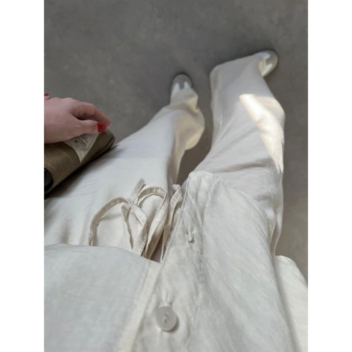 Mari Tensel Krem Gömlek Takım