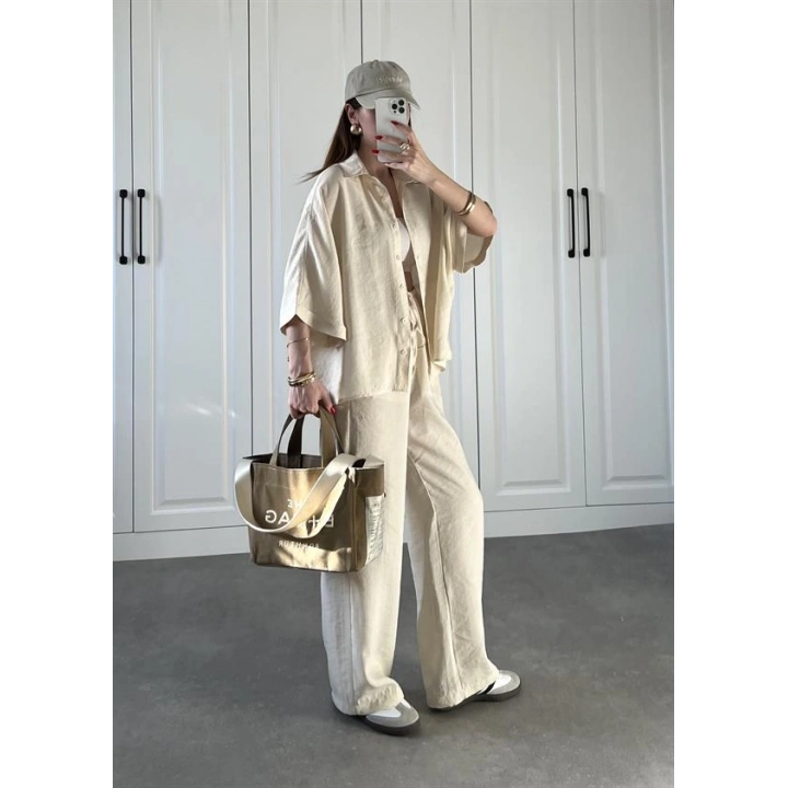 Mari Tensel Krem Gömlek Takım