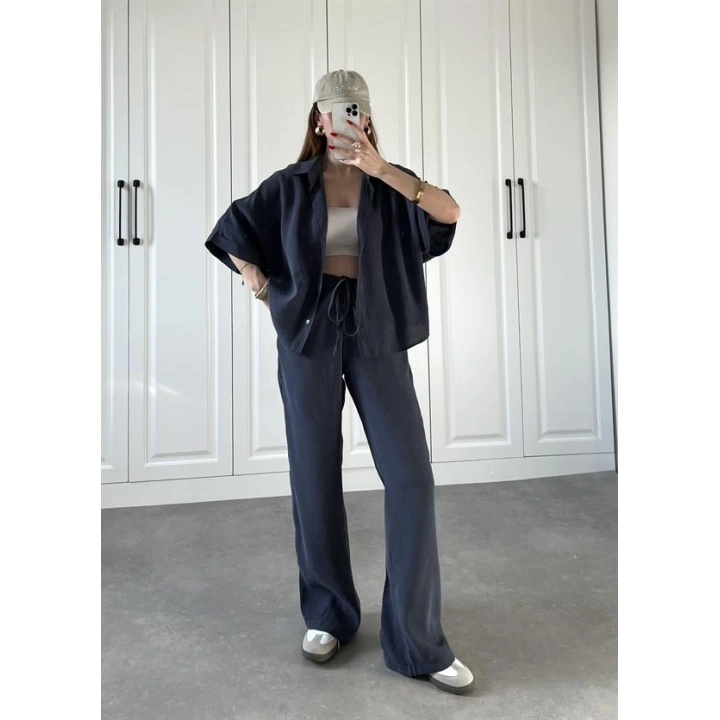 Mari Tensel Lacivert Gömlek Takım