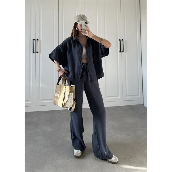 Mari Tensel Lacivert Gömlek Takım