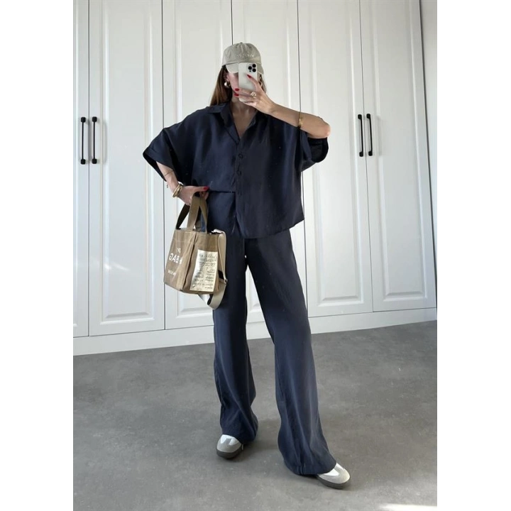 Mari Tensel Lacivert Gömlek Takım