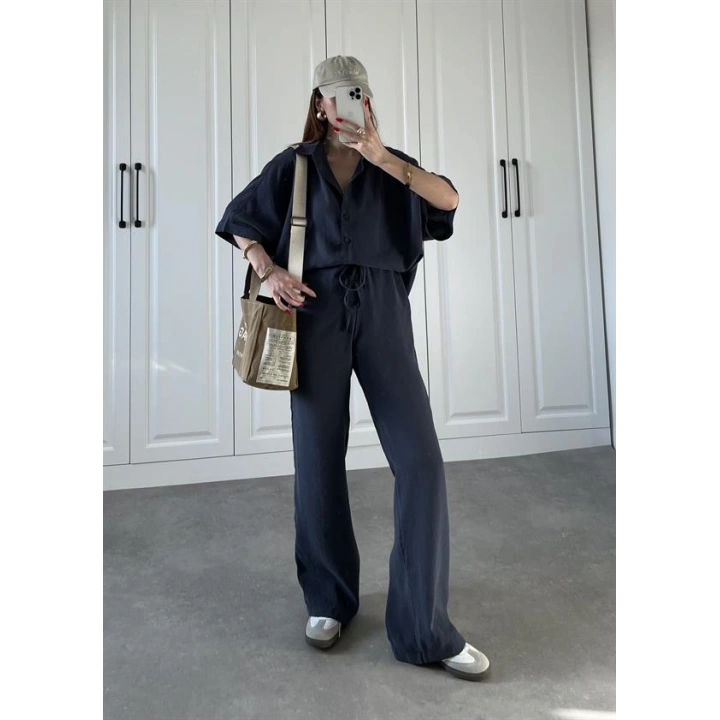 Mari Tensel Lacivert Gömlek Takım