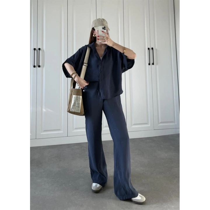 Mari Tensel Lacivert Gömlek Takım