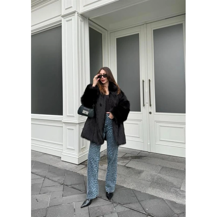 Mavi Leopar Ekstra Yüksekbel Palazzo Jean