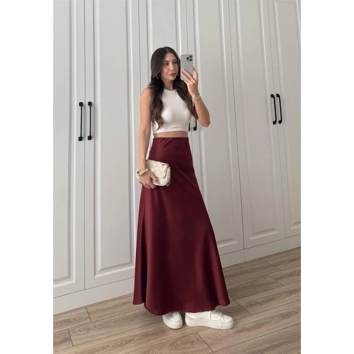 Maxi Boy Bordo Saten Etek
