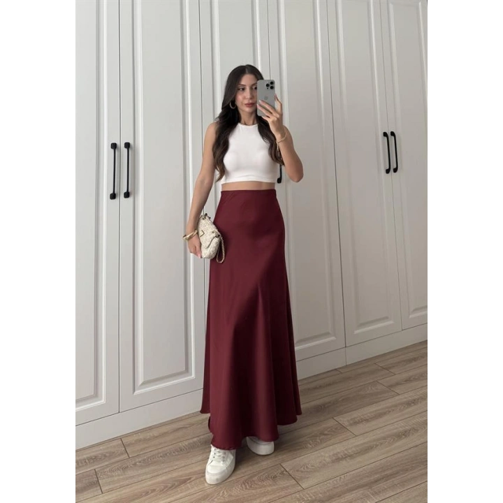 Maxi Boy Bordo Saten Etek