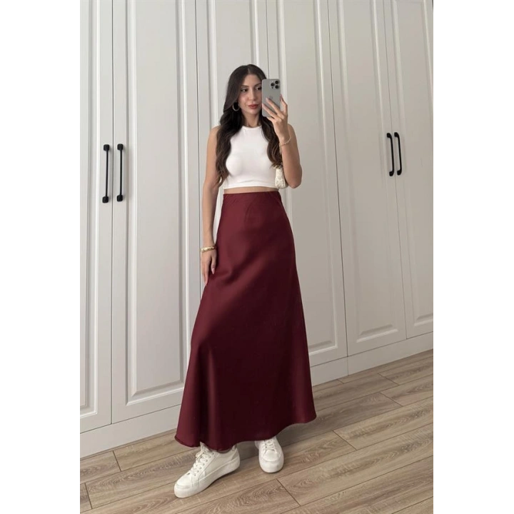 Maxi Boy Bordo Saten Etek