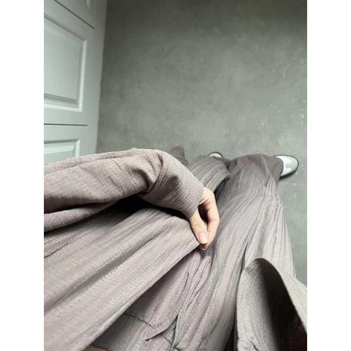 Maxi Uzun Devedikeni Gofre Kimono Takım