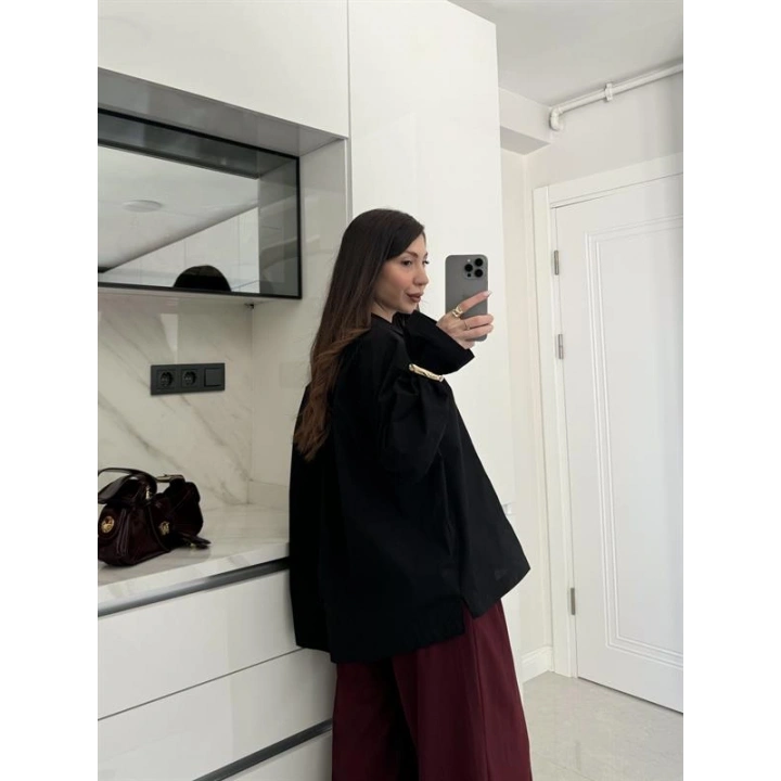 Meka Oversize Premium Siyah Gömlek