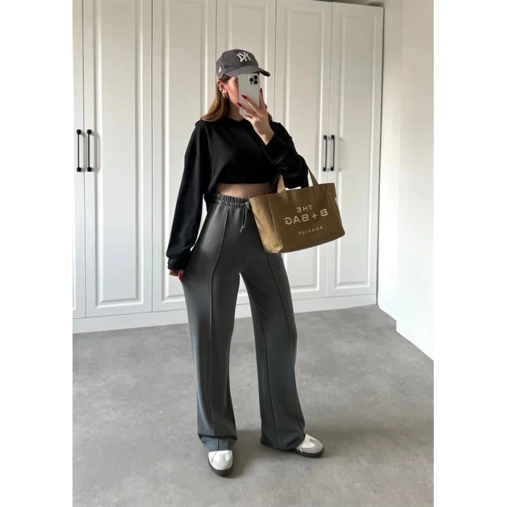 Modal Kumaş Çımalı Antrasit Eşofman