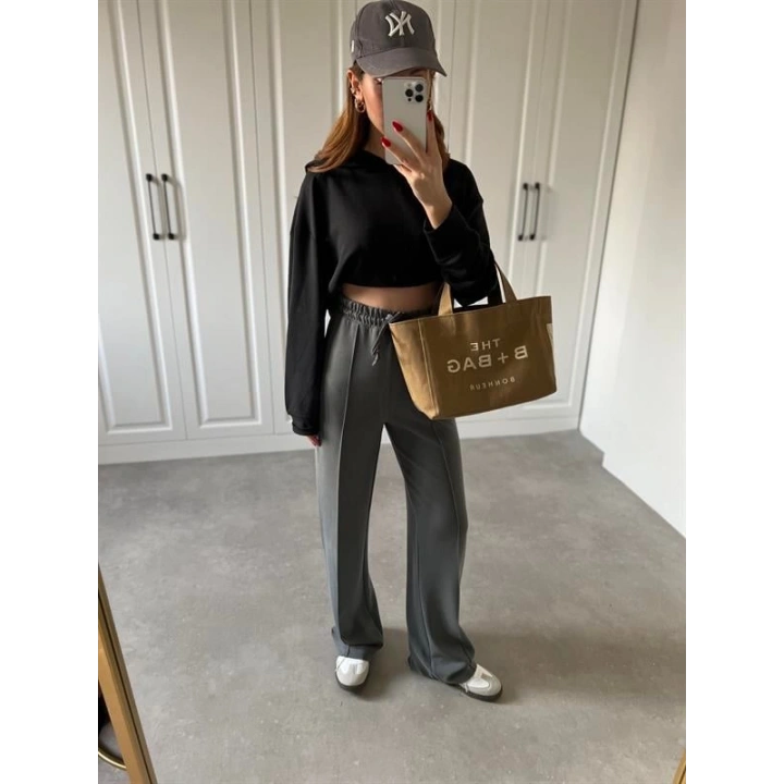 Modal Kumaş Çımalı Antrasit Eşofman