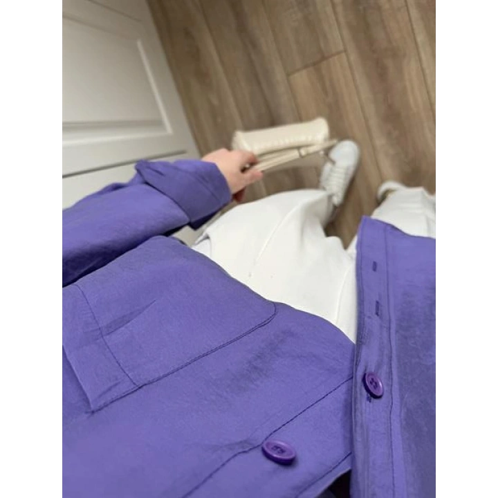 Mor Oversize Tensel Gömlek