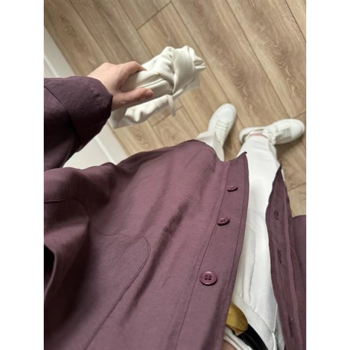 Mürdüm Oversize Tensel Gömlek